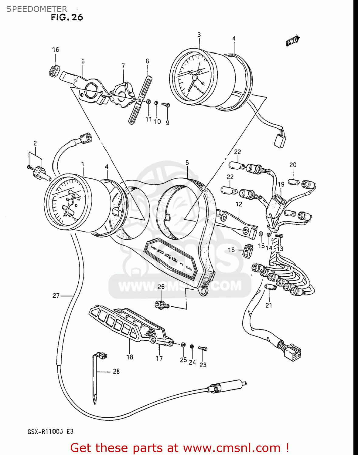 SPEEDOMETER GSXR1100 1988 (J) USA (E03)