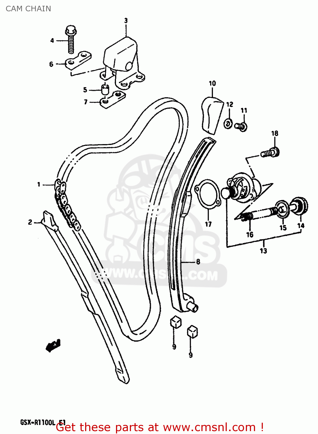 CAM CHAIN GSXR1100 1989 (K) (E01 E02 E04 15 16 17 18 21 22 24 25 34 39 53)