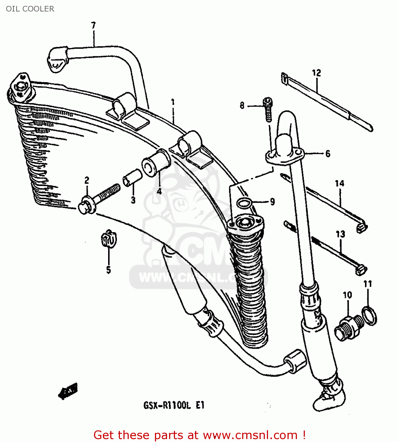 OIL COOLER GSXR1100 1989 (K) (E01 E02 E04 15 16 17 18 21 22 24 25 34 39 53)