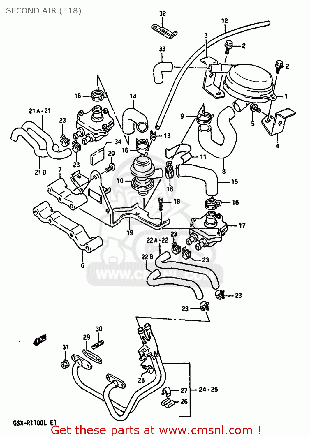 SECOND AIR (E18) GSXR1100 1989 (K) (E01 E02 E04 15 16 17 18 21 22 24 25 34 39 53)