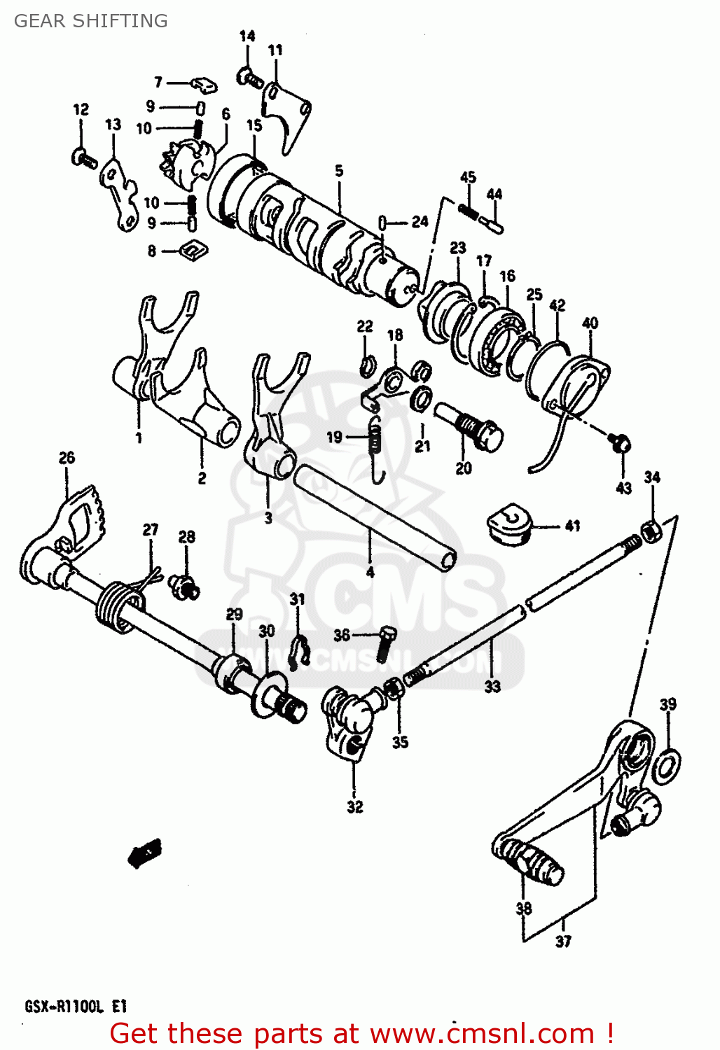GEAR SHIFTING GSXR1100 1989 (K) (E01 E02 E04 15 16 17 18 21 22 24 25 34 39 53)