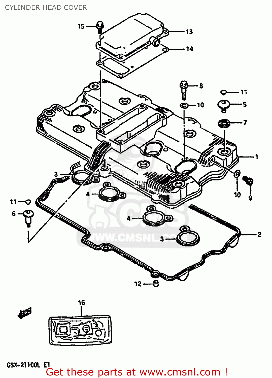 CYLINDER HEAD COVER GSXR1100 1989 (K) (E01 E02 E04 15 16 17 18 21 22 24 25 34 39 53)