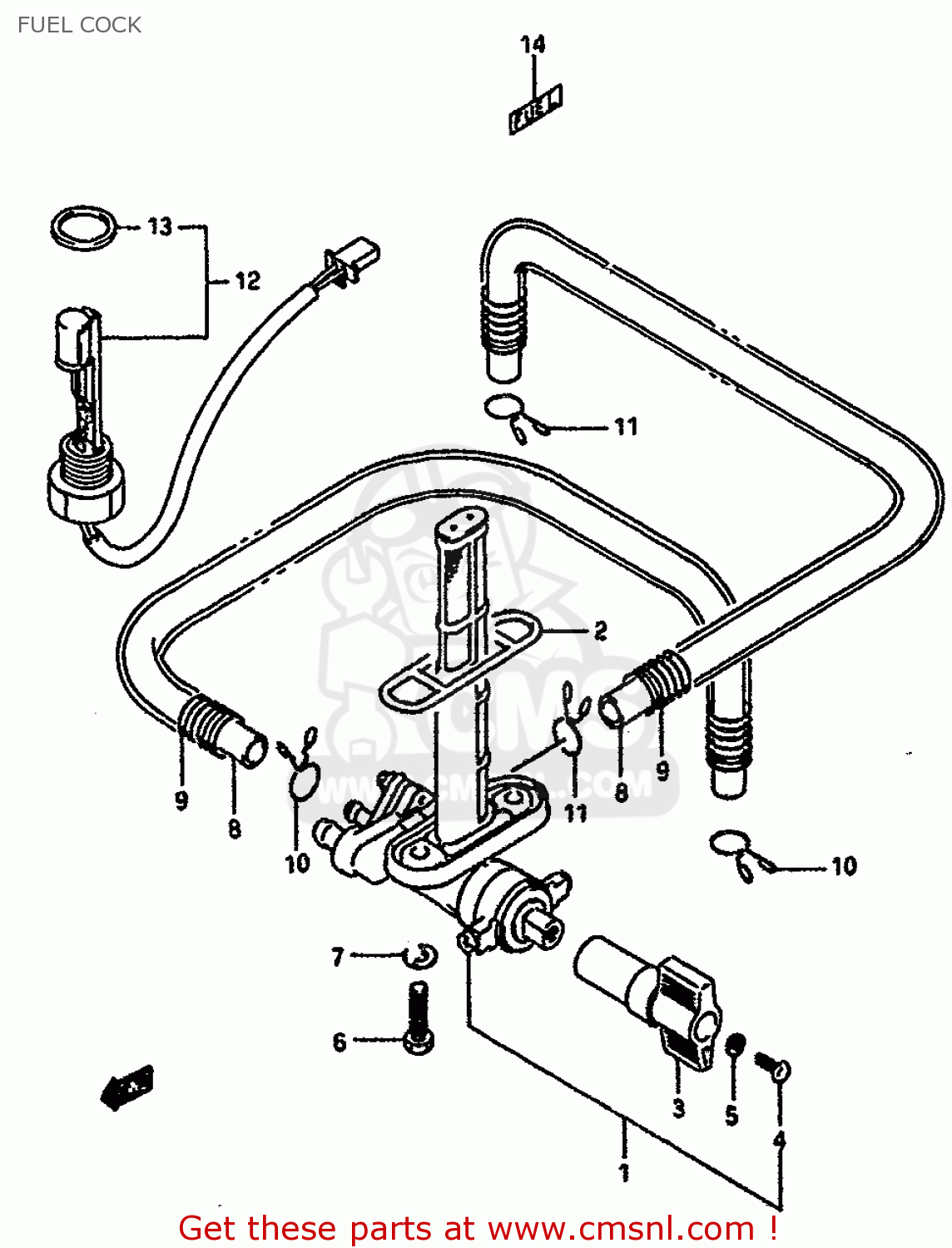 FUEL COCK GSXR1100 1989 (K) (E01 E02 E04 15 16 17 18 21 22 24 25 34 39 53)