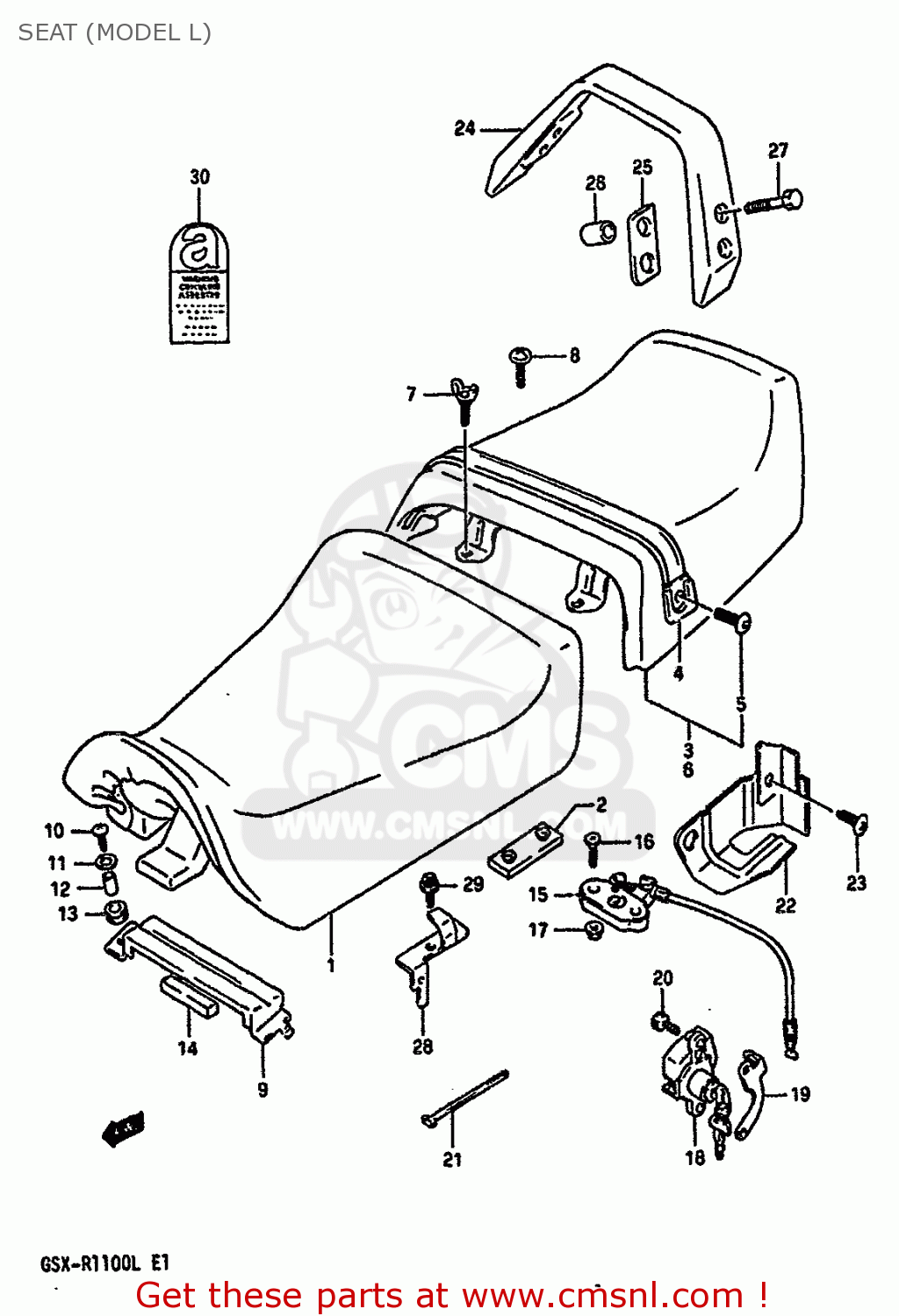 SEAT (MODEL L) GSXR1100 1989 (K) (E01 E02 E04 15 16 17 18 21 22 24 25 34 39 53)