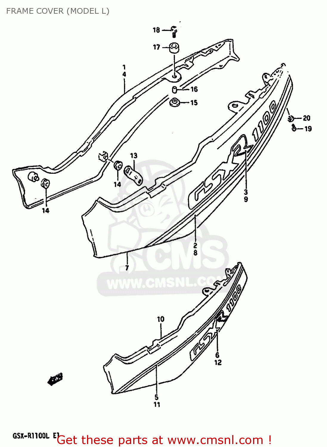 FRAME COVER (MODEL L) GSXR1100 1989 (K) (E01 E02 E04 15 16 17 18 21 22 24 25 34 39 53)