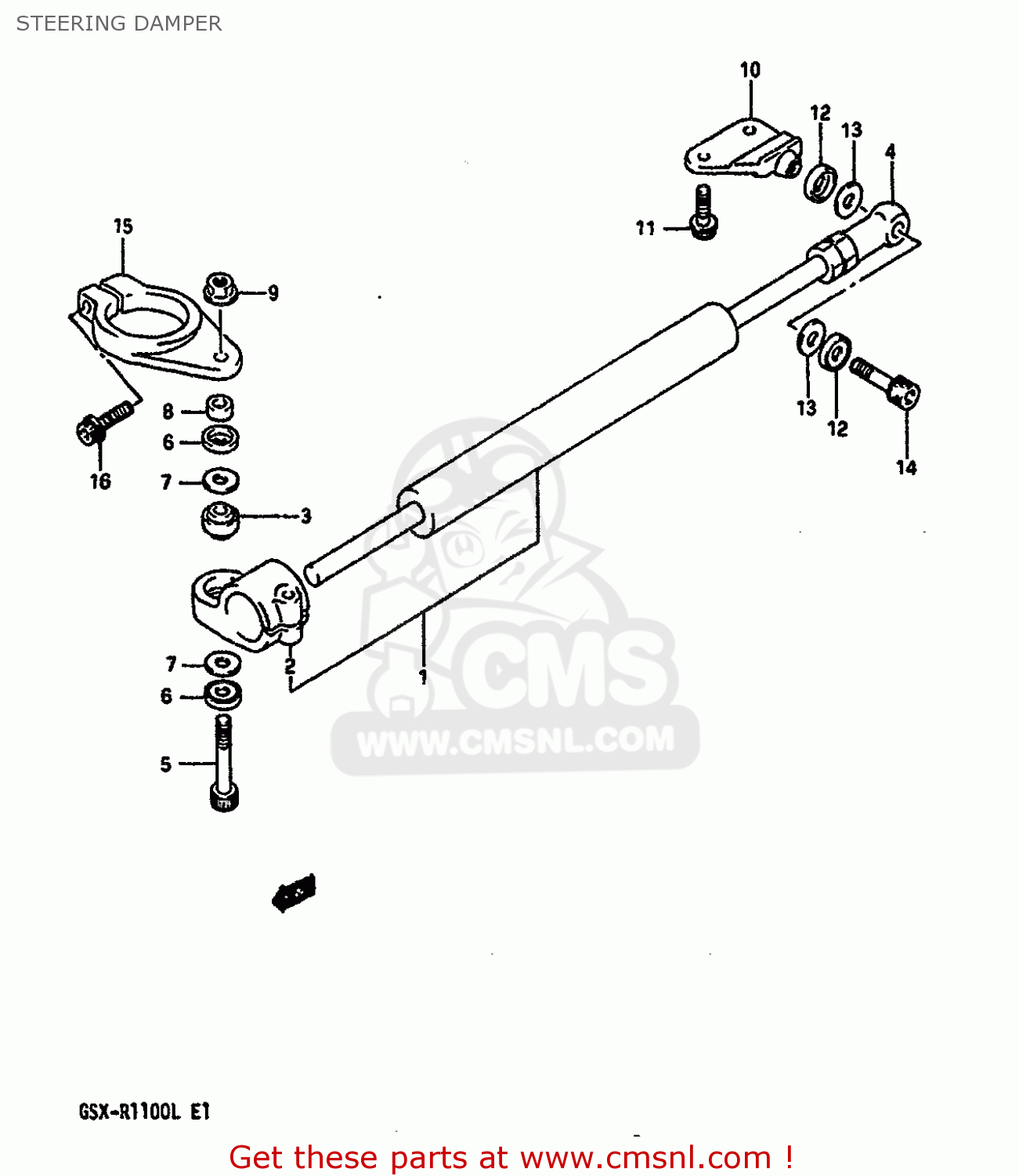 STEERING DAMPER GSXR1100 1989 (K) (E01 E02 E04 15 16 17 18 21 22 24 25 34 39 53)