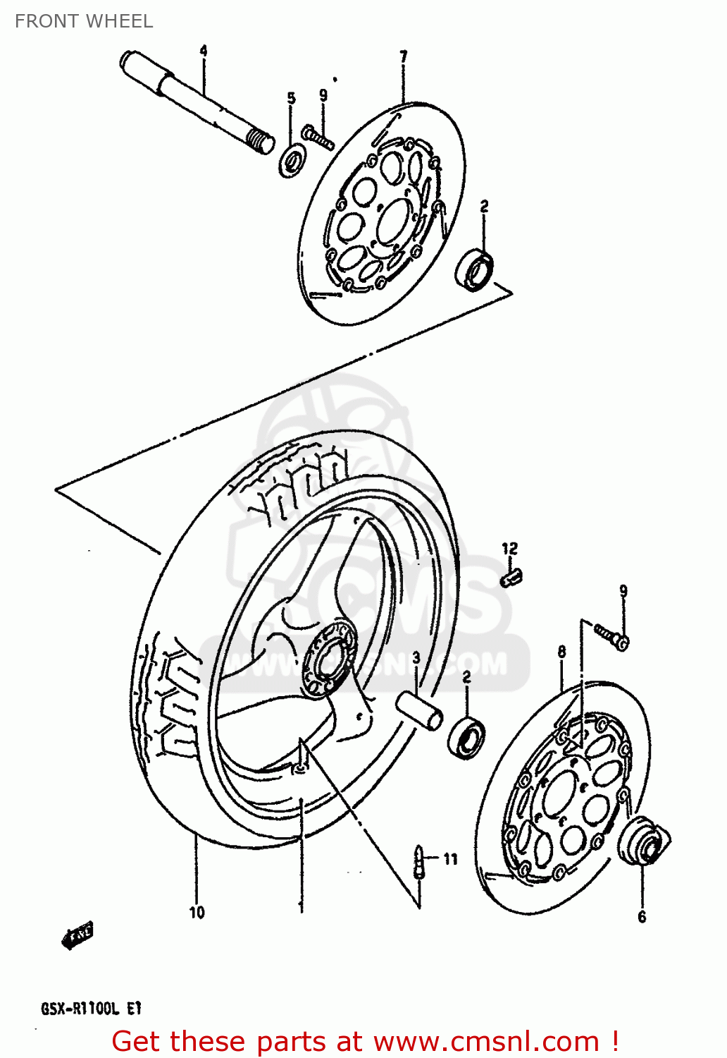 FRONT WHEEL GSXR1100 1989 (K) (E01 E02 E04 15 16 17 18 21 22 24 25 34 39 53)