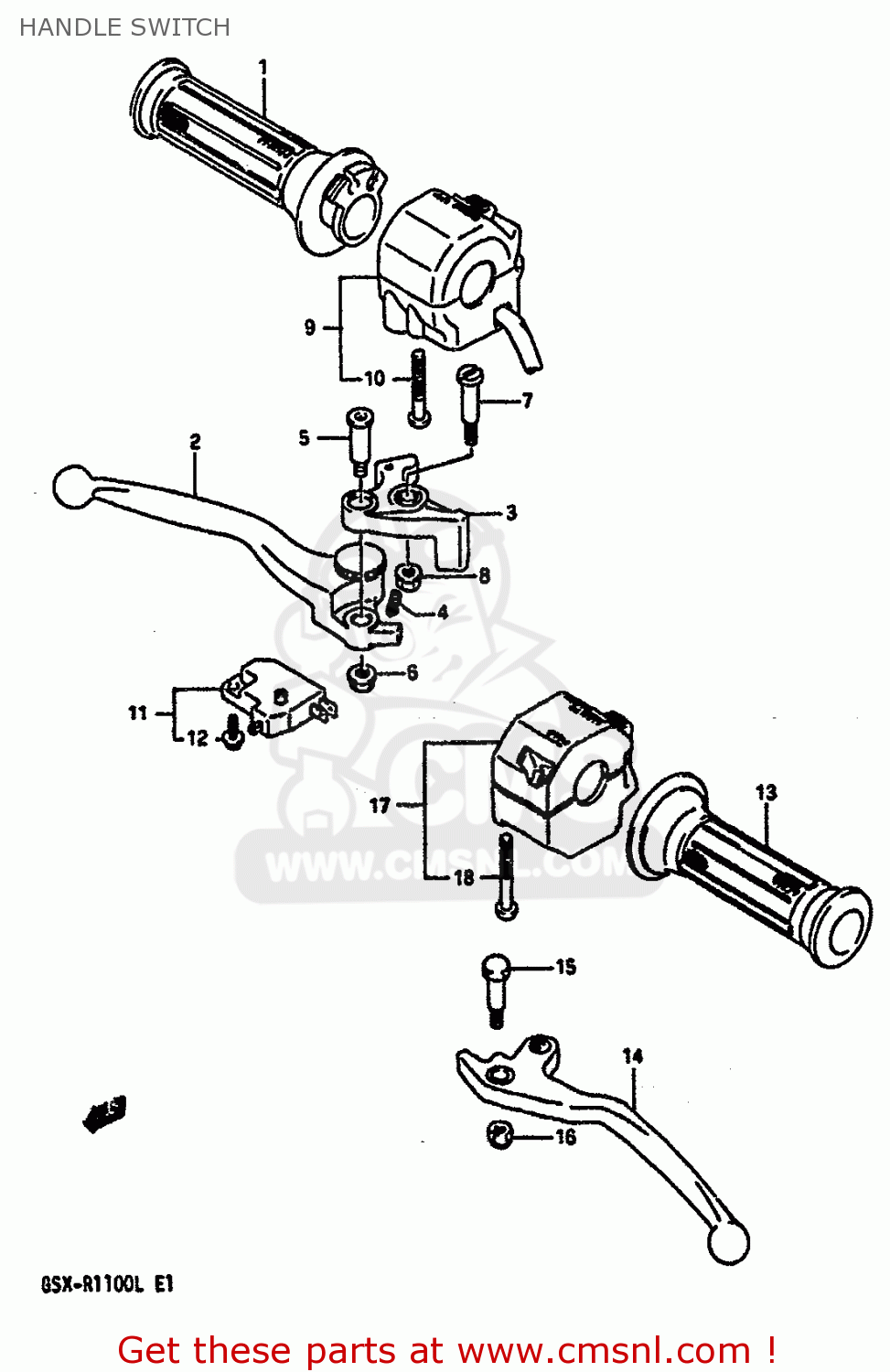 HANDLE SWITCH GSXR1100 1989 (K) (E01 E02 E04 15 16 17 18 21 22 24 25 34 39 53)