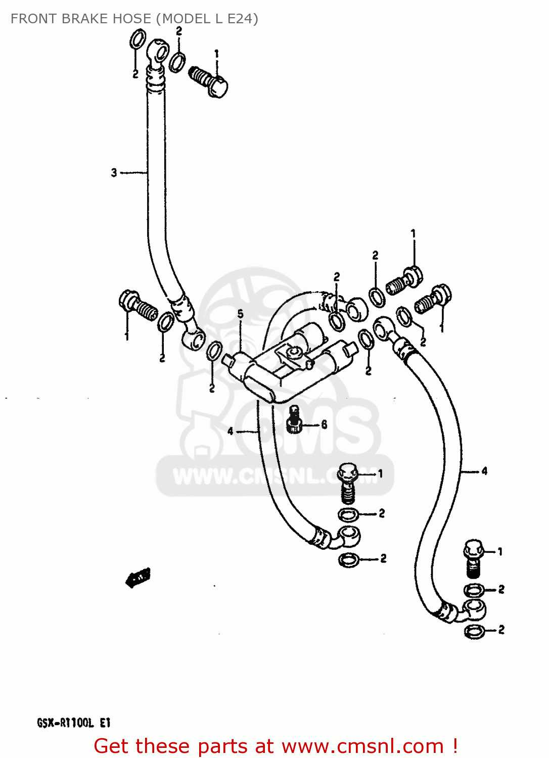 FRONT BRAKE HOSE (MODEL L E24) GSXR1100 1989 (K) (E01 E02 E04 15 16 17 18 21 22 24 25 34 39 53)