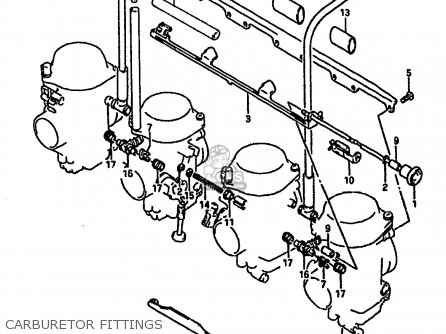 CARBURETOR FITTINGS - GSXR1100 1989 (K) (E01 E02 E04 15 16 17 18 21 22 24 25 34 39 53)