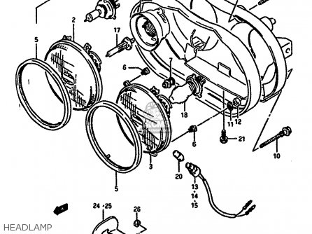 HEADLAMP - GSXR1100 1989 (K) (E01 E02 E04 15 16 17 18 21 22 24 25 34 39 53)