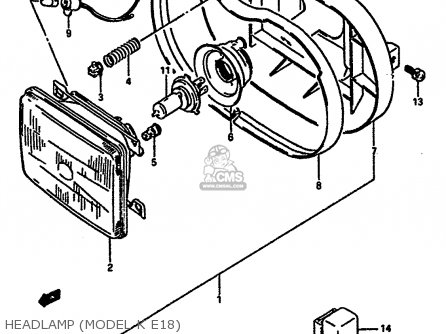 HEADLAMP (MODEL K E18) - GSXR1100 1989 (K) (E01 E02 E04 15 16 17 18 21 22 24 25 34 39 53)