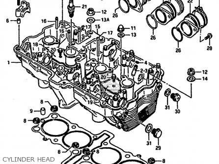 CYLINDER HEAD - GSXR1100 1989 (K) (E01 E02 E04 15 16 17 18 21 22 24 25 34 39 53)