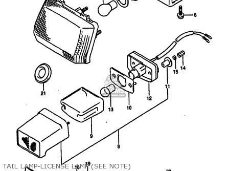 TAIL LAMP-LICENSE LAMP (SEE NOTE) - GSXR1100 1989 (K) (E01 E02 E04 15 16 17 18 21 22 24 25 34 39 53)