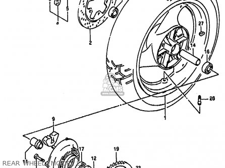 REAR WHEEL (MODEL L) - GSXR1100 1989 (K) (E01 E02 E04 15 16 17 18 21 22 24 25 34 39 53)