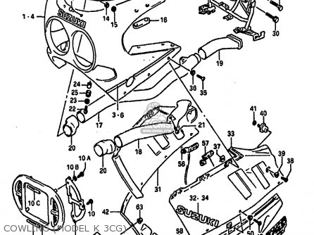 COWLING (MODEL K 3CG) - GSXR1100 1989 (K) (E01 E02 E04 15 16 17 18 21 22 24 25 34 39 53)