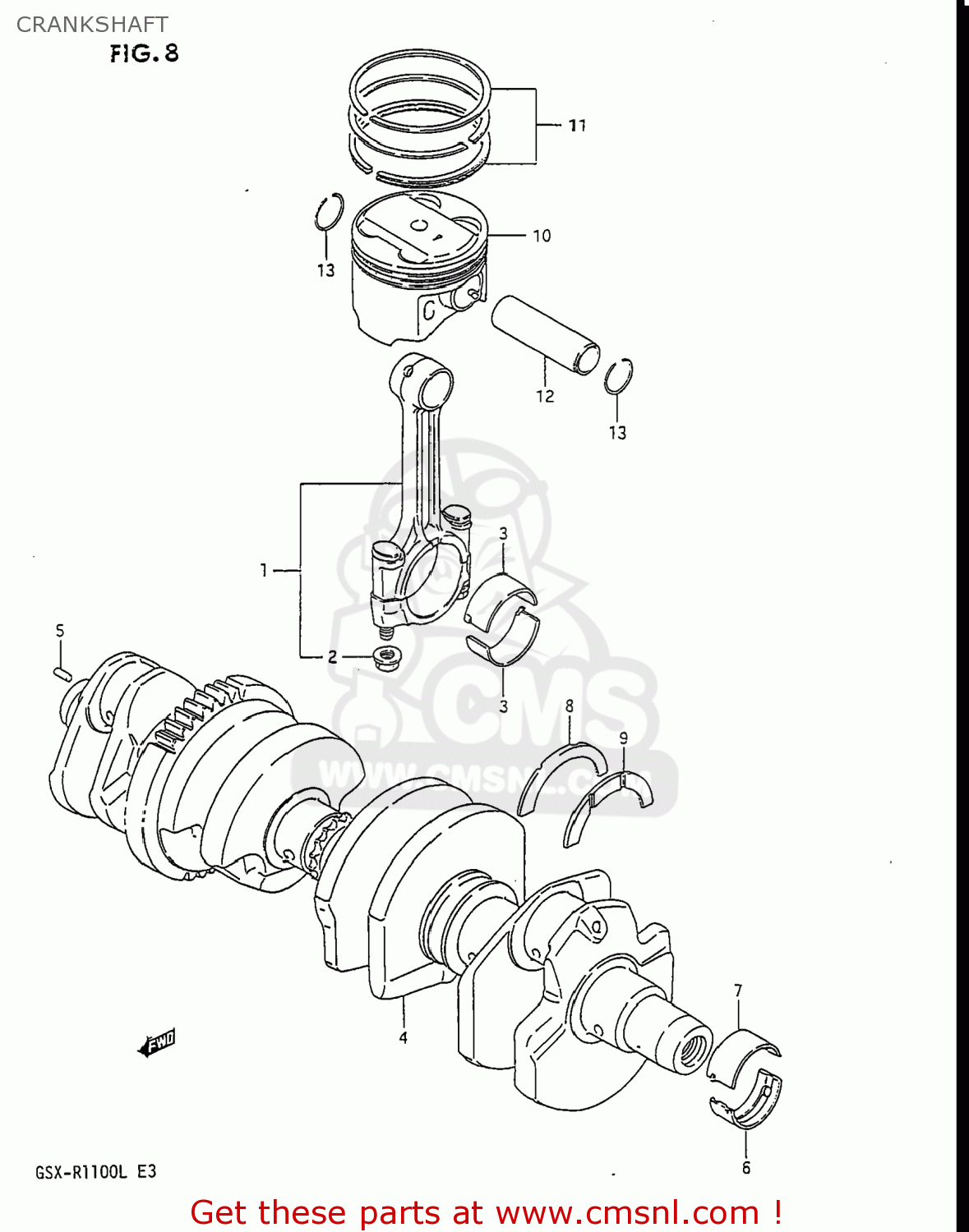 Suzuki GSXR1100 1989 (K) USA (E03) CRANKSHAFT - buy original CRANKSHAFT ...