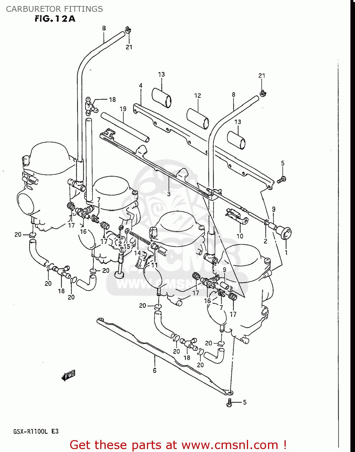 CARBURETOR FITTINGS GSXR1100 1989 (K) USA (E03)