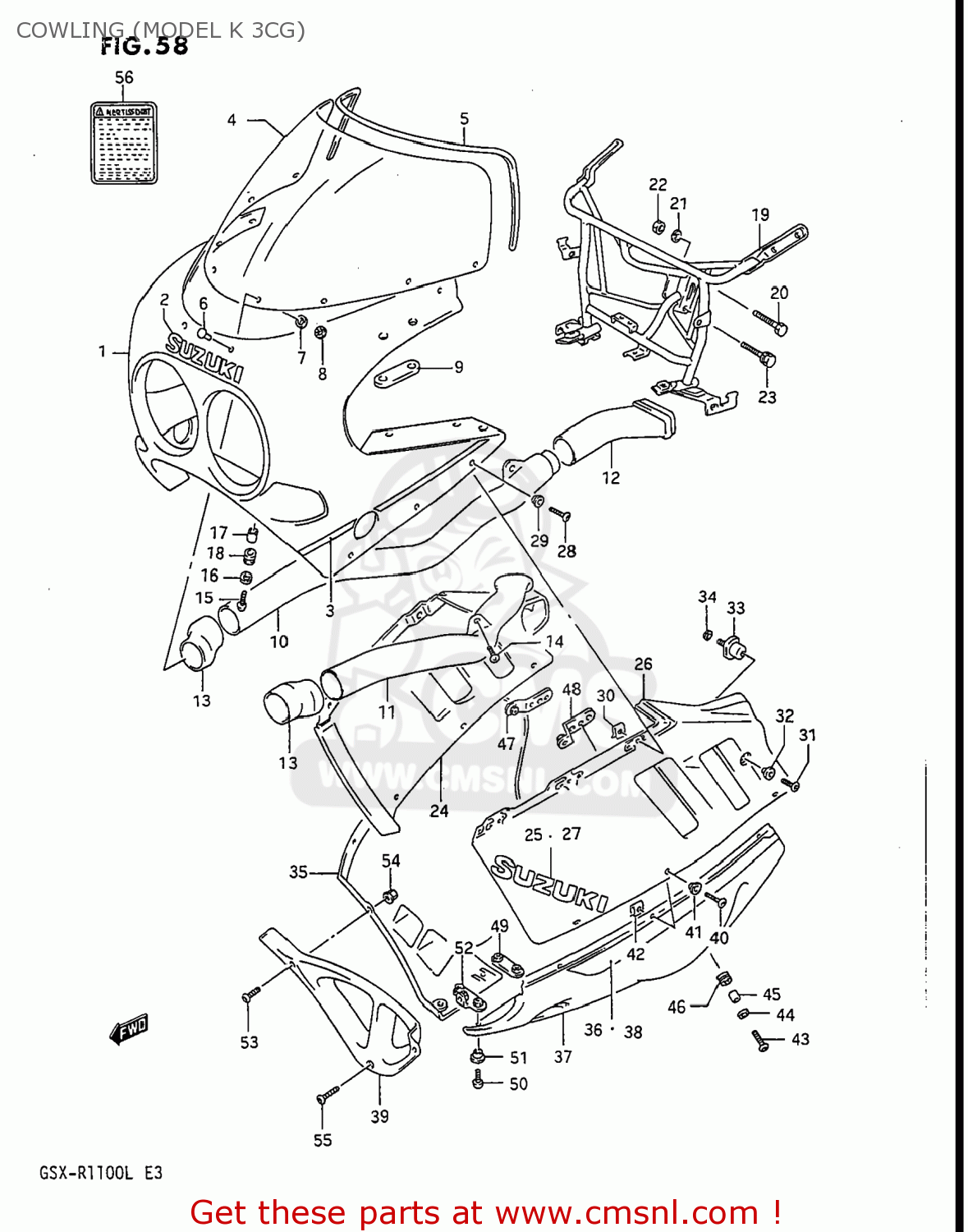 COWLING (MODEL K 3CG) GSXR1100 1989 (K) USA (E03)