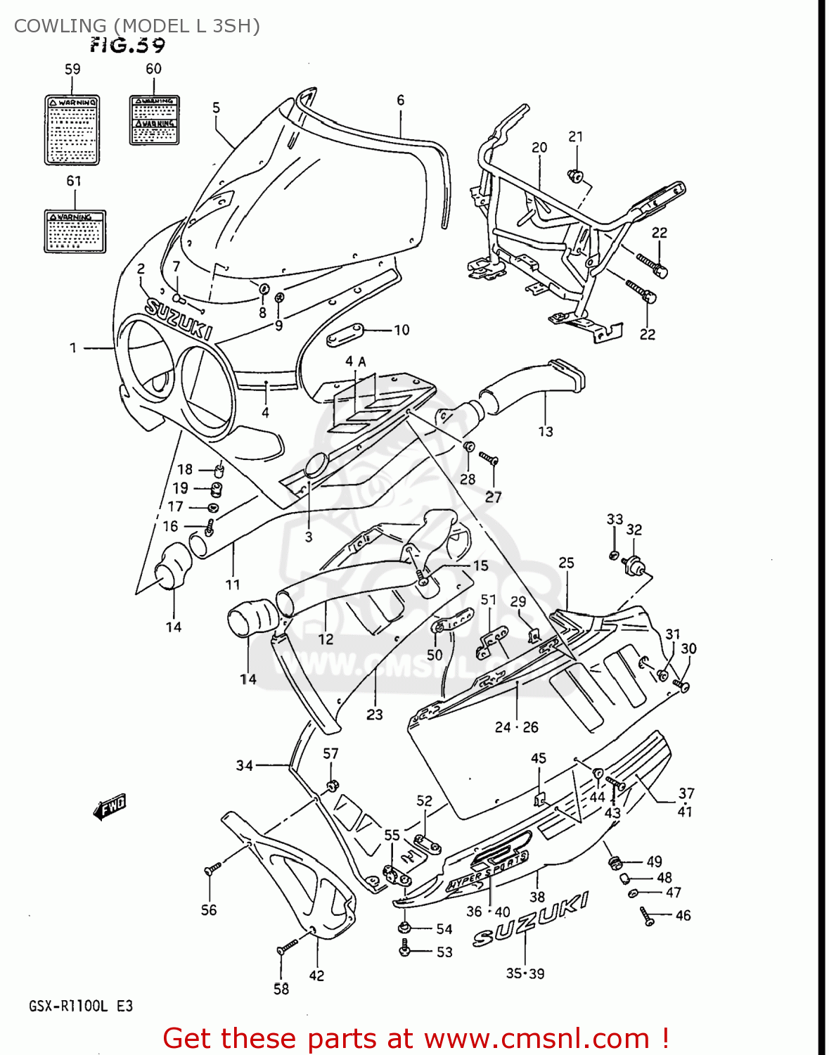 COWLING (MODEL L 3SH) GSXR1100 1989 (K) USA (E03)