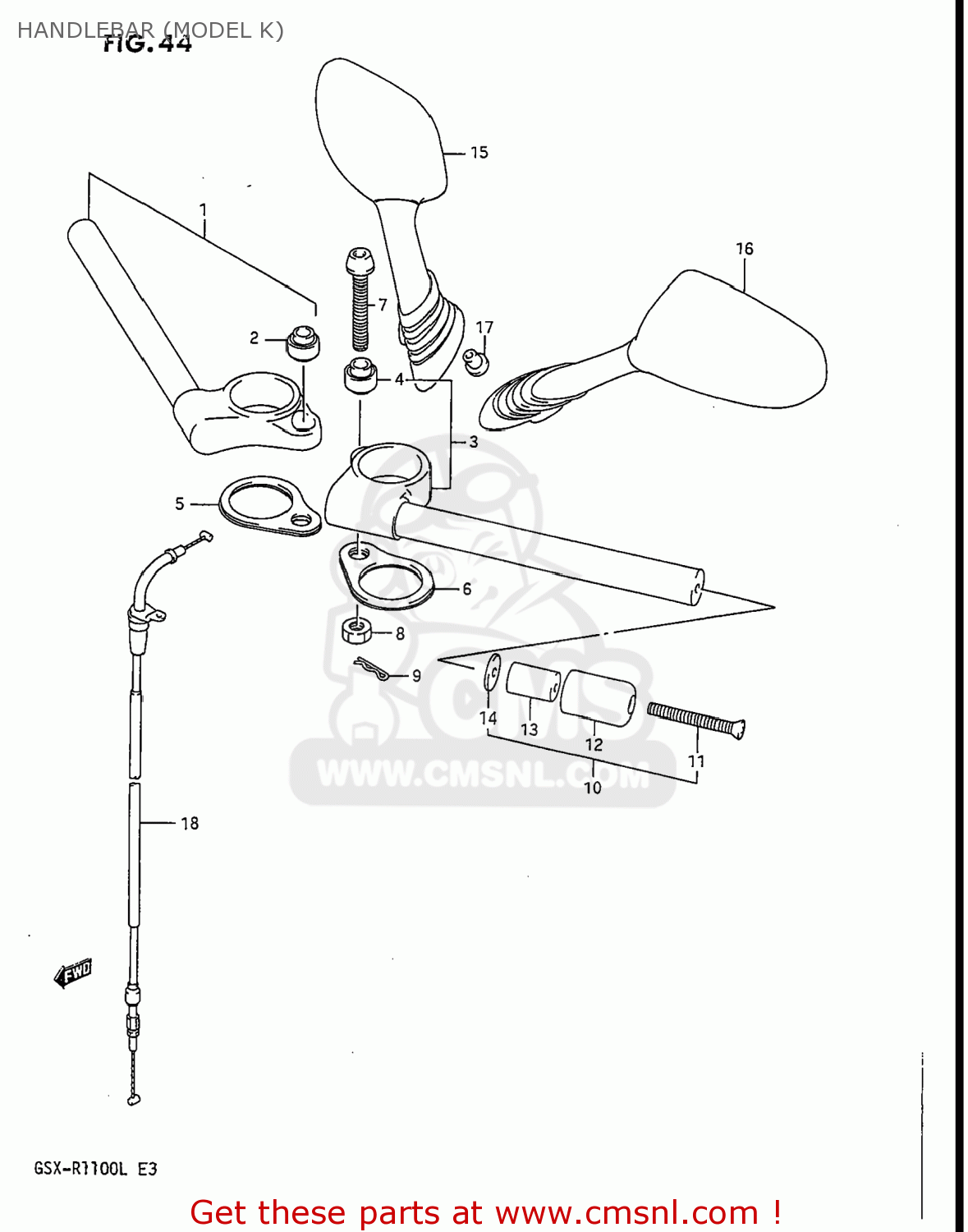HANDLEBAR (MODEL K) GSXR1100 1989 (K) USA (E03)