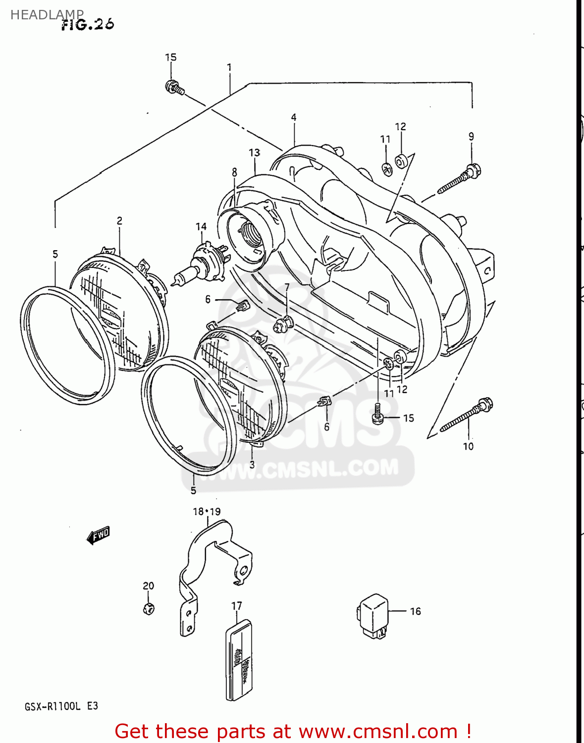 HEADLAMP GSXR1100 1989 (K) USA (E03)