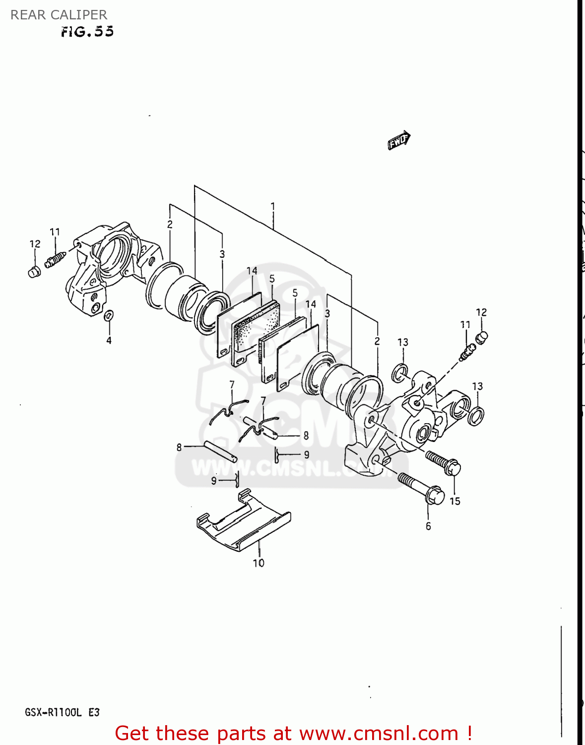 REAR CALIPER GSXR1100 1989 (K) USA (E03)