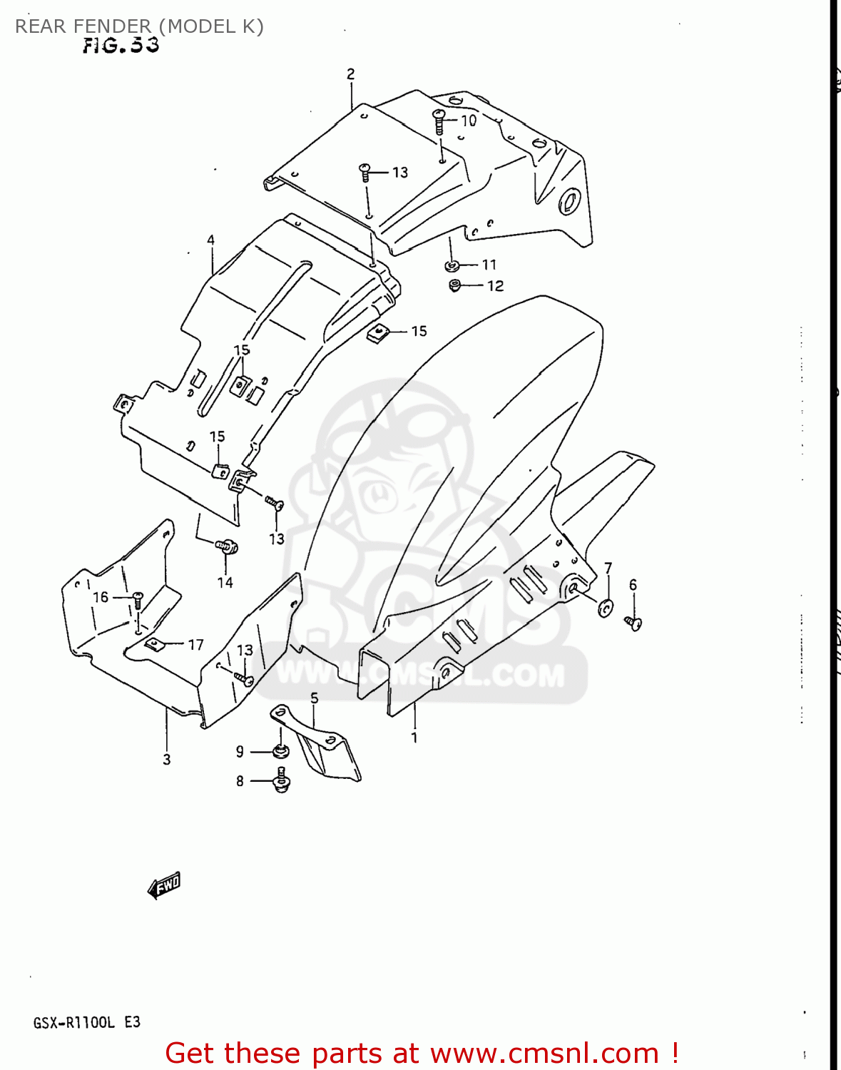 REAR FENDER (MODEL K) GSXR1100 1989 (K) USA (E03)
