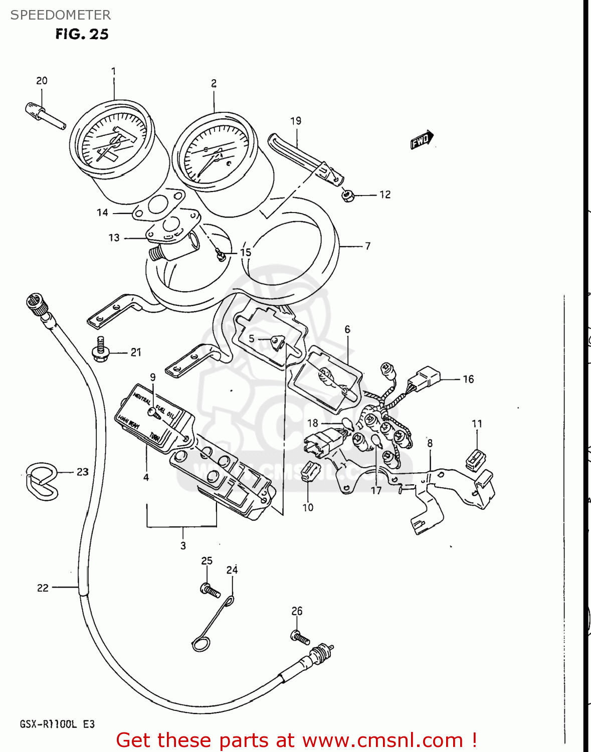 SPEEDOMETER GSXR1100 1989 (K) USA (E03)