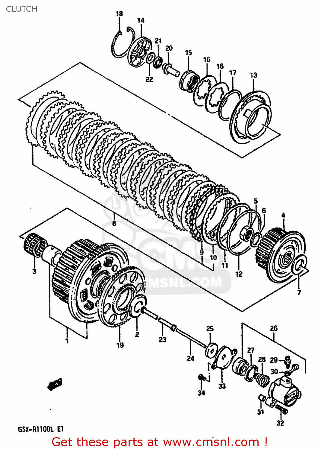 CLUTCH GSXR1100 1990 (L) (E01 E02 E04 15 16 17 18 21 22 24 25 34 39 53)