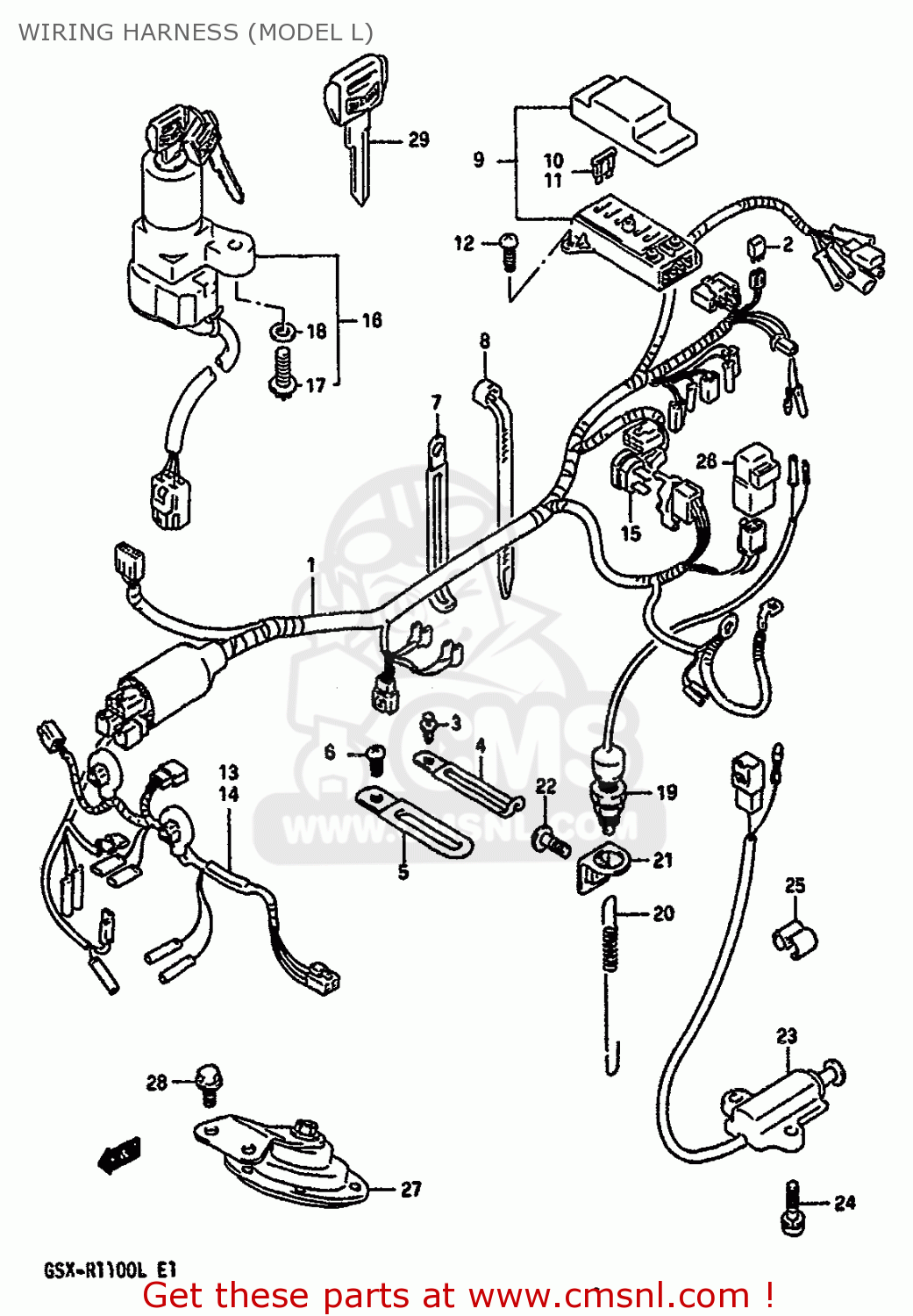 WIRING HARNESS (MODEL L) GSXR1100 1990 (L) (E01 E02 E04 15 16 17 18 21 22 24 25 34 39 53)