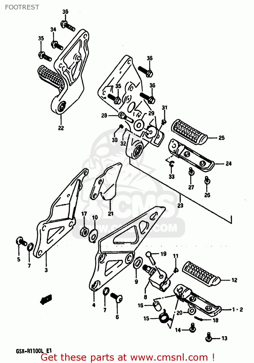 FOOTREST GSXR1100 1990 (L) (E01 E02 E04 15 16 17 18 21 22 24 25 34 39 53)