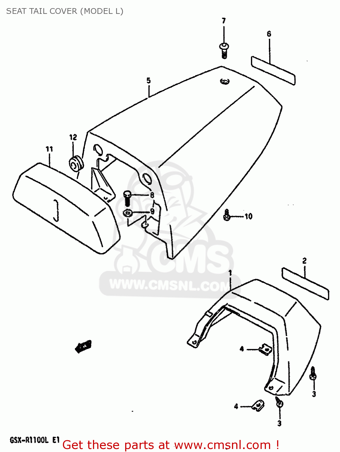 SEAT TAIL COVER (MODEL L) GSXR1100 1990 (L) (E01 E02 E04 15 16 17 18 21 22 24 25 34 39 53)