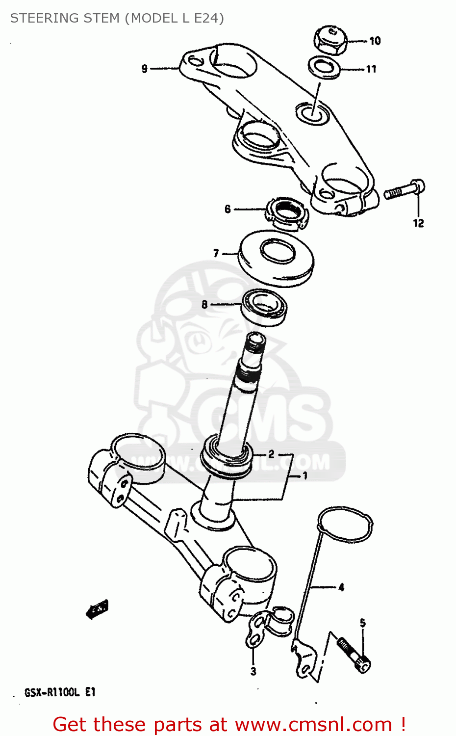 STEERING STEM (MODEL L E24) GSXR1100 1990 (L) (E01 E02 E04 15 16 17 18 21 22 24 25 34 39 53)