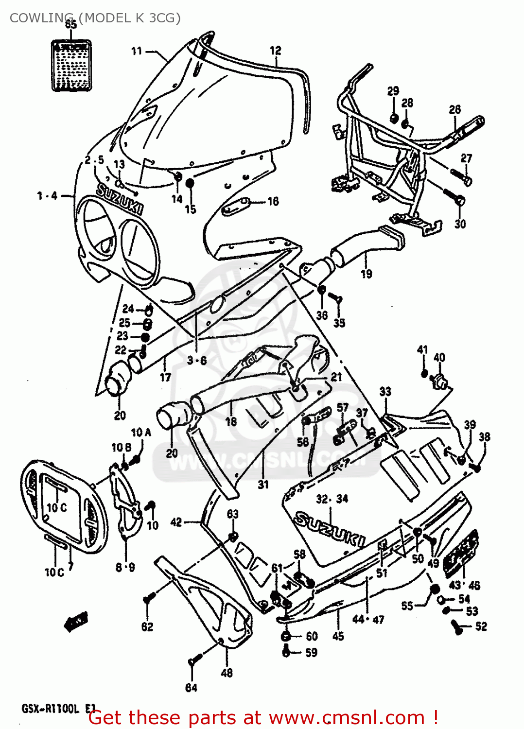 COWLING (MODEL K 3CG) GSXR1100 1990 (L) (E01 E02 E04 15 16 17 18 21 22 24 25 34 39 53)
