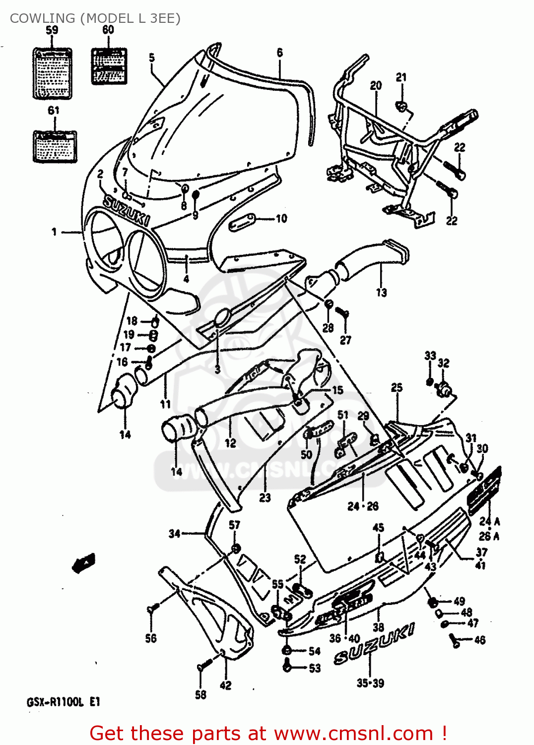COWLING (MODEL L 3EE) GSXR1100 1990 (L) (E01 E02 E04 15 16 17 18 21 22 24 25 34 39 53)