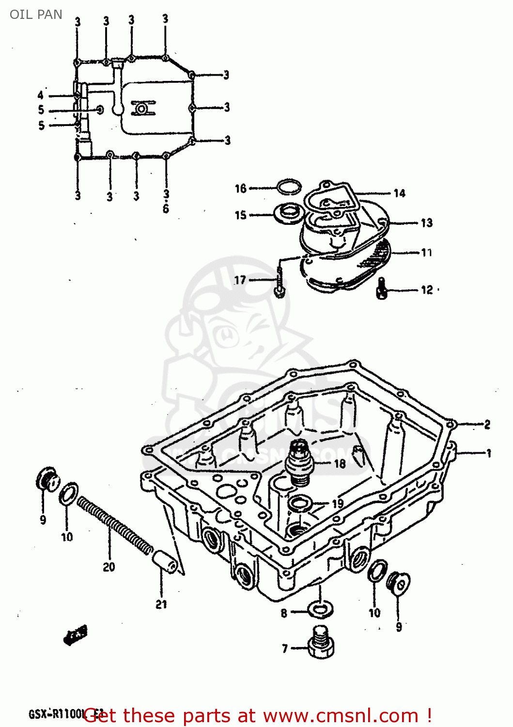 OIL PAN GSXR1100 1990 (L) (E01 E02 E04 15 16 17 18 21 22 24 25 34 39 53)