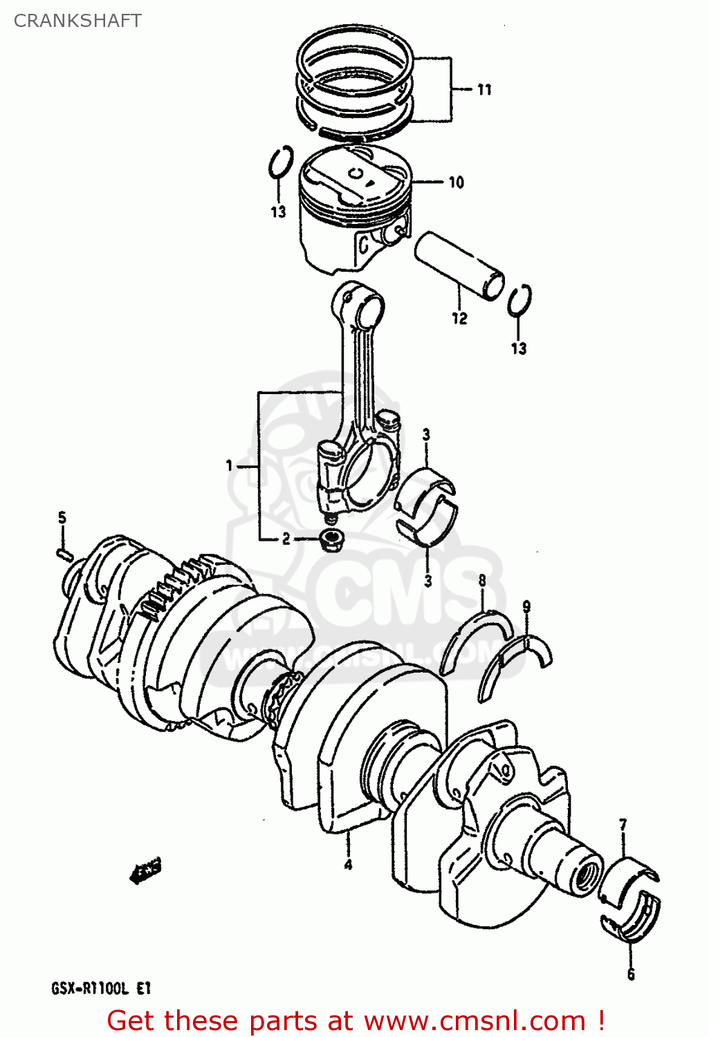 CRANKSHAFT GSXR1100 1990 (L) (E01 E02 E04 15 16 17 18 21 22 24 25 34 39 53)