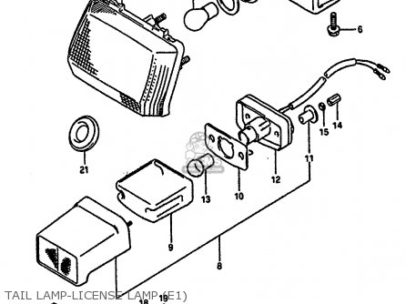 TAIL LAMP-LICENSE LAMP (E1) - GSXR1100 1990 (L) (E01 E02 E04 15 16 17 18 21 22 24 25 34 39 53)