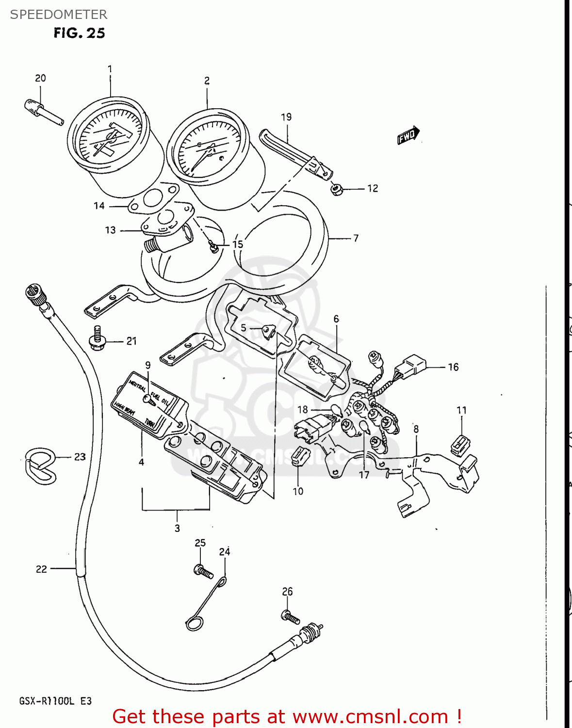 Suzuki GSXR1100 1990 (L) USA (E03) SPEEDOMETER - buy original ...
