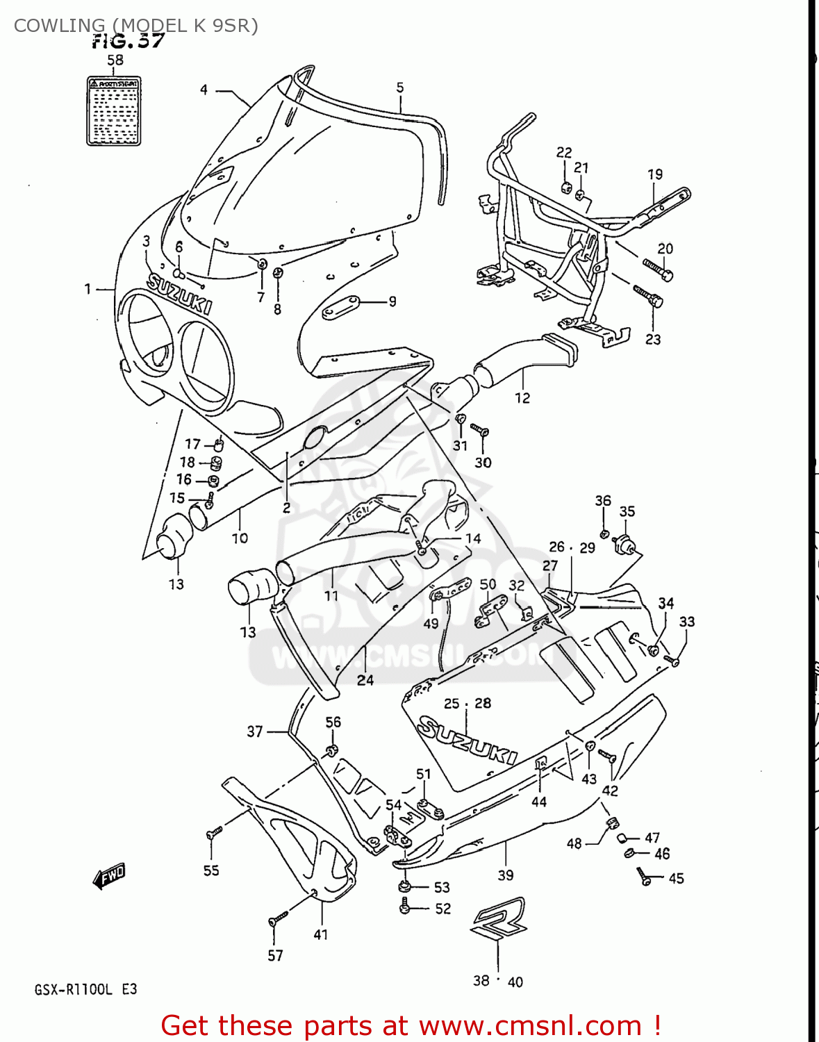 COWLING (MODEL K 9SR) GSXR1100 1990 (L) USA (E03)