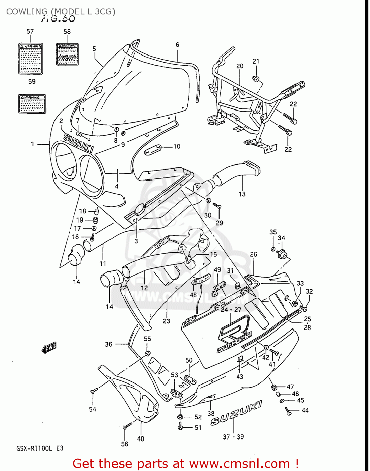 COWLING (MODEL L 3CG) GSXR1100 1990 (L) USA (E03)