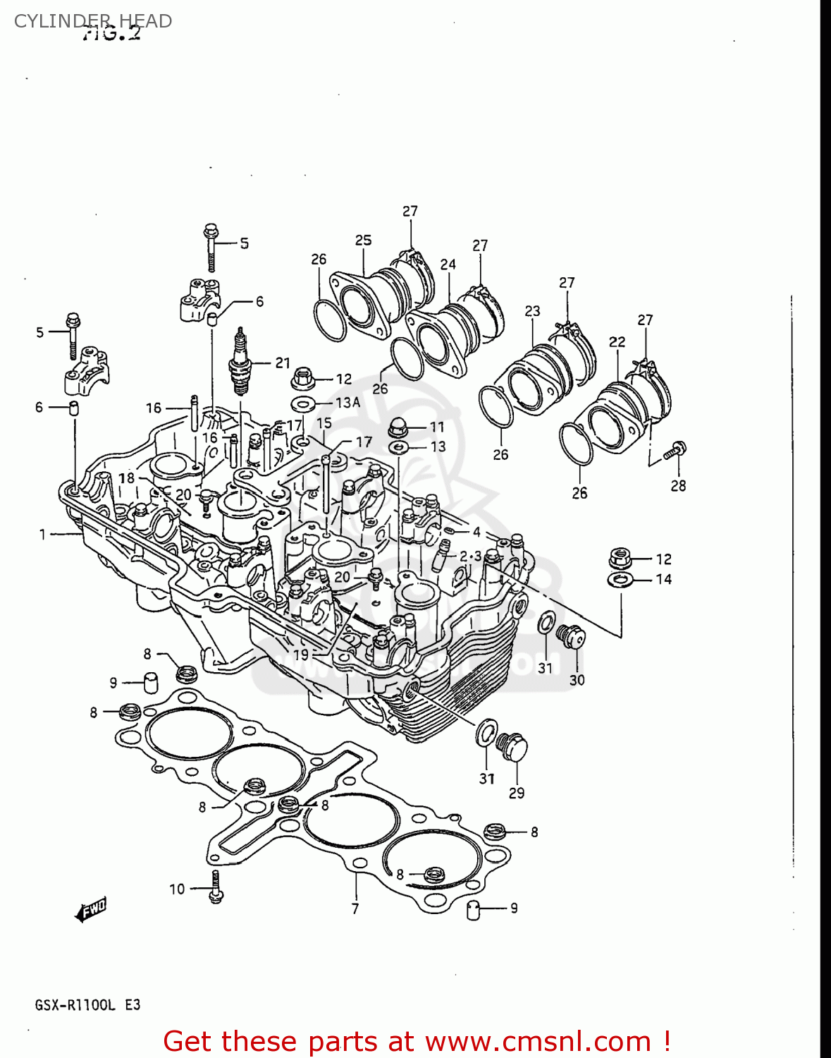 CYLINDER HEAD GSXR1100 1990 (L) USA (E03)