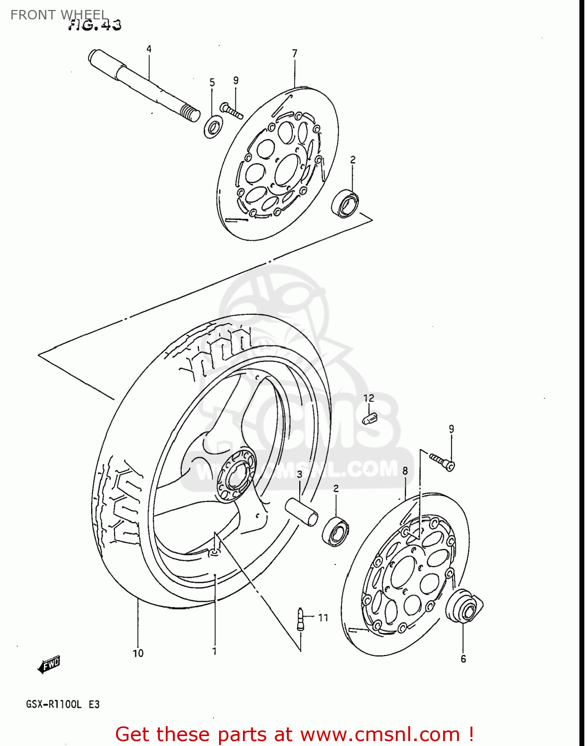 FRONT WHEEL GSXR1100 1990 (L) USA (E03)