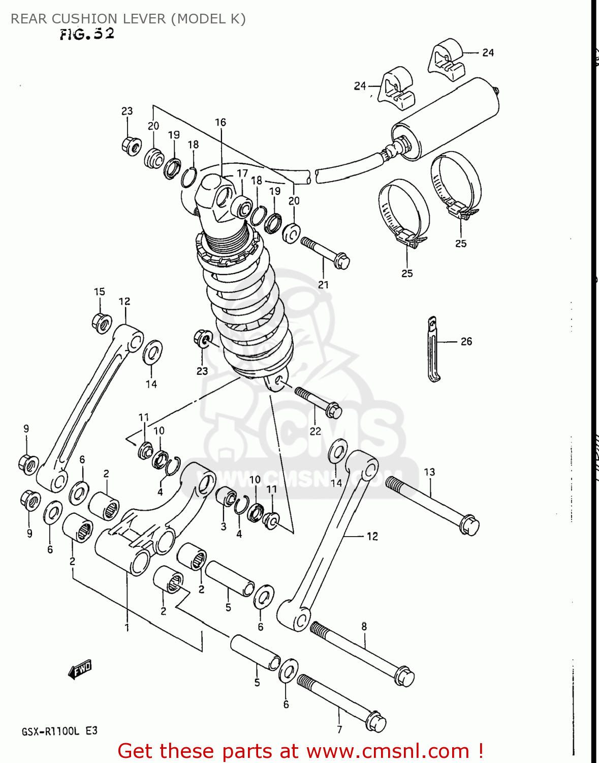 REAR CUSHION LEVER (MODEL K) GSXR1100 1990 (L) USA (E03)