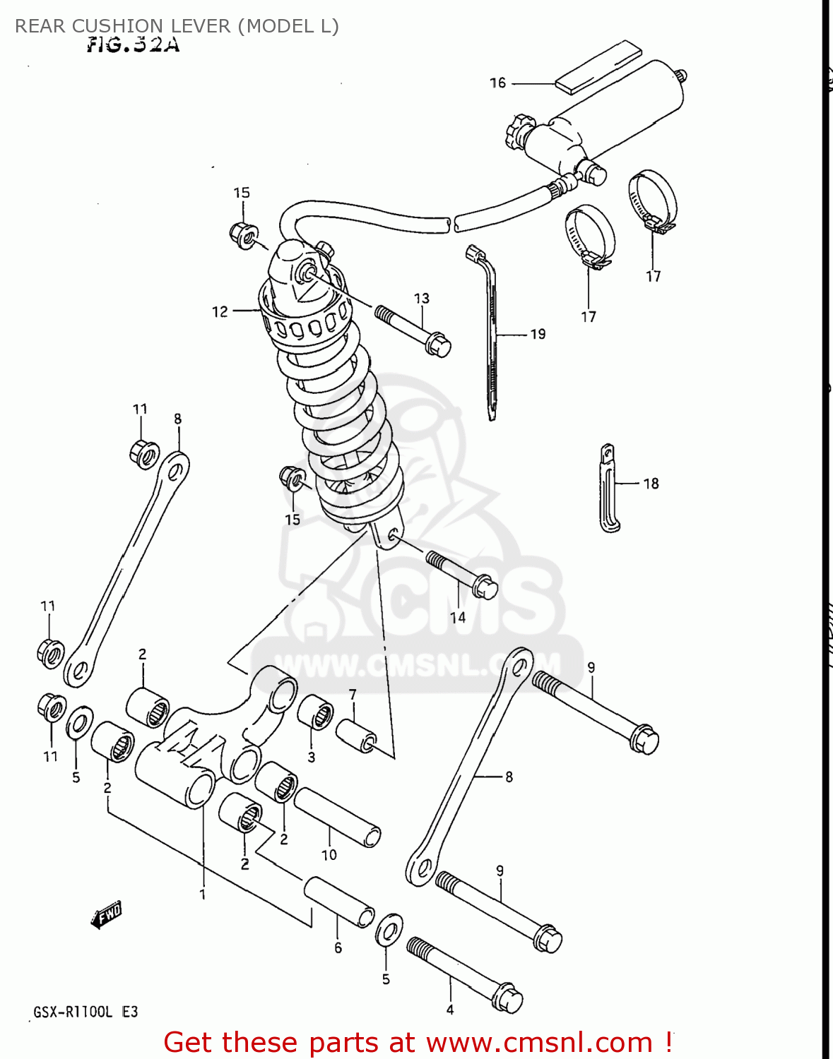 REAR CUSHION LEVER (MODEL L) GSXR1100 1990 (L) USA (E03)