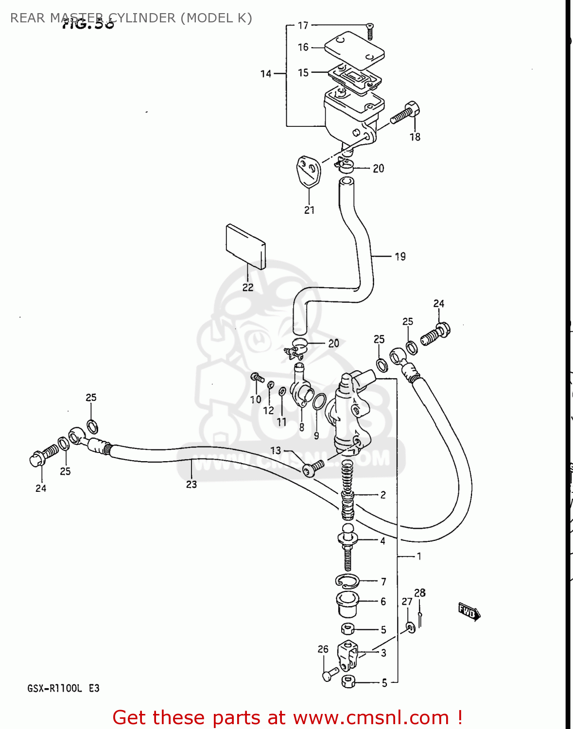 REAR MASTER CYLINDER (MODEL K) GSXR1100 1990 (L) USA (E03)