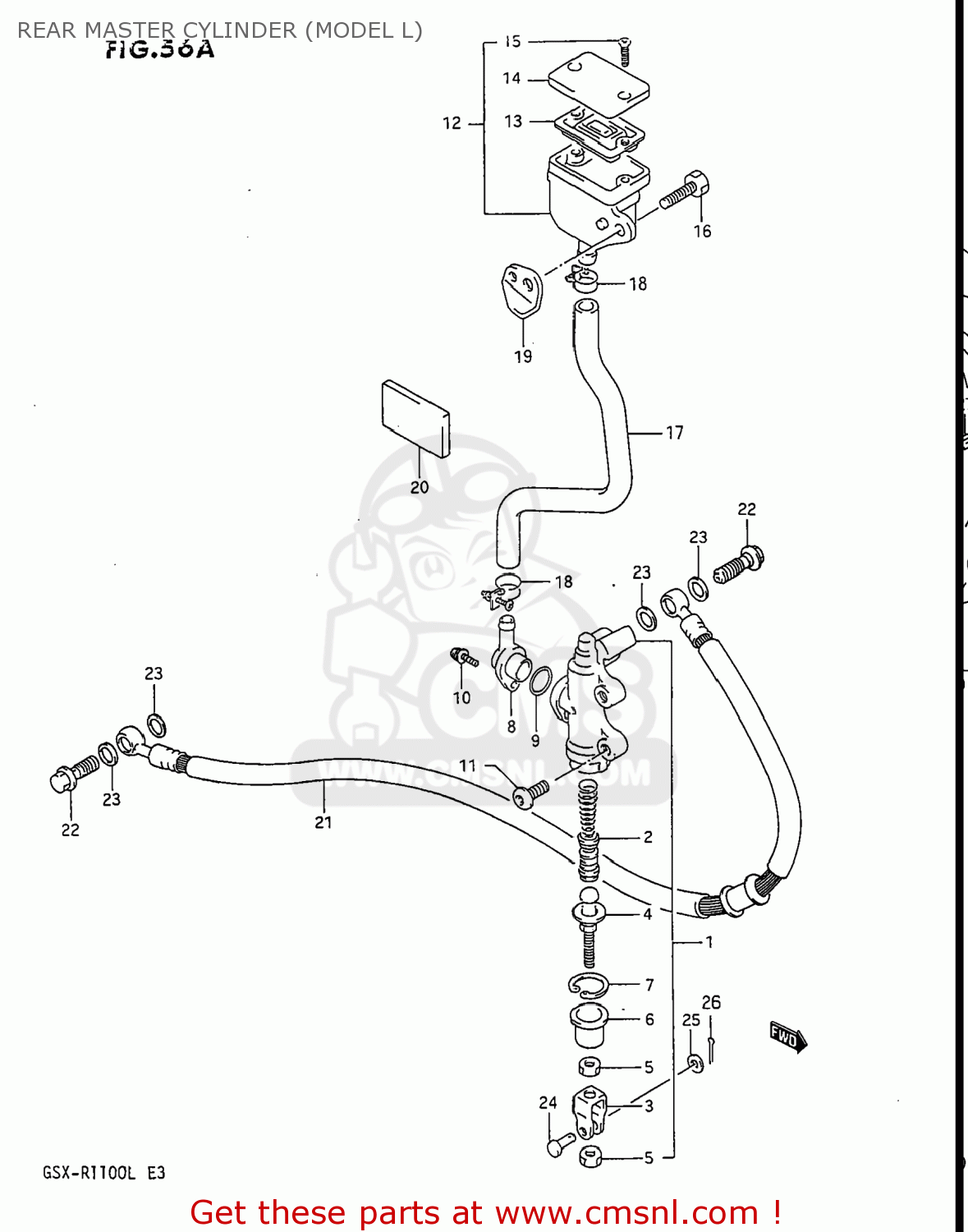 REAR MASTER CYLINDER (MODEL L) GSXR1100 1990 (L) USA (E03)