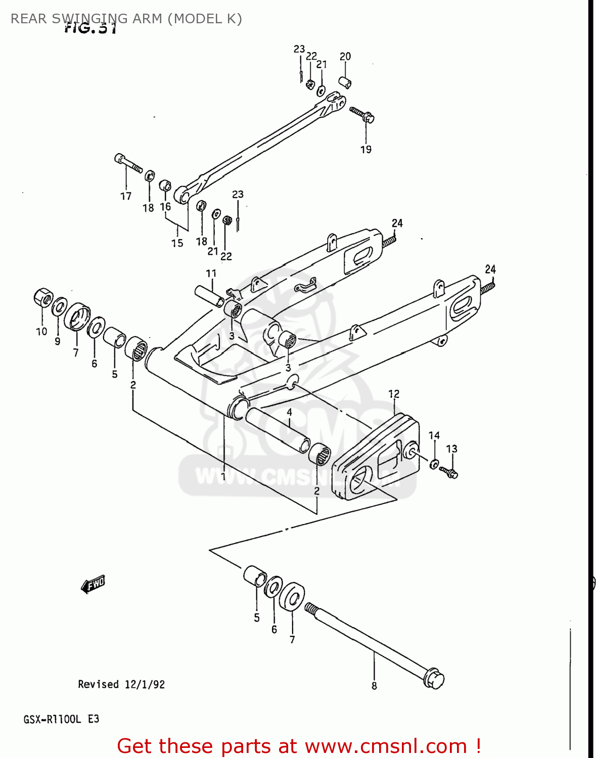 REAR SWINGING ARM (MODEL K) GSXR1100 1990 (L) USA (E03)