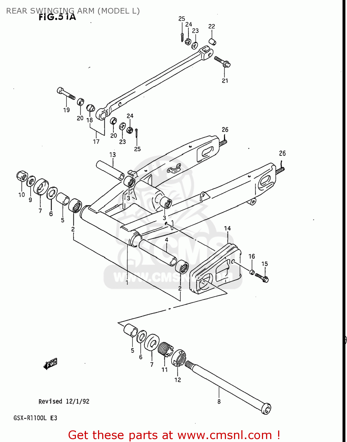 REAR SWINGING ARM (MODEL L) GSXR1100 1990 (L) USA (E03)